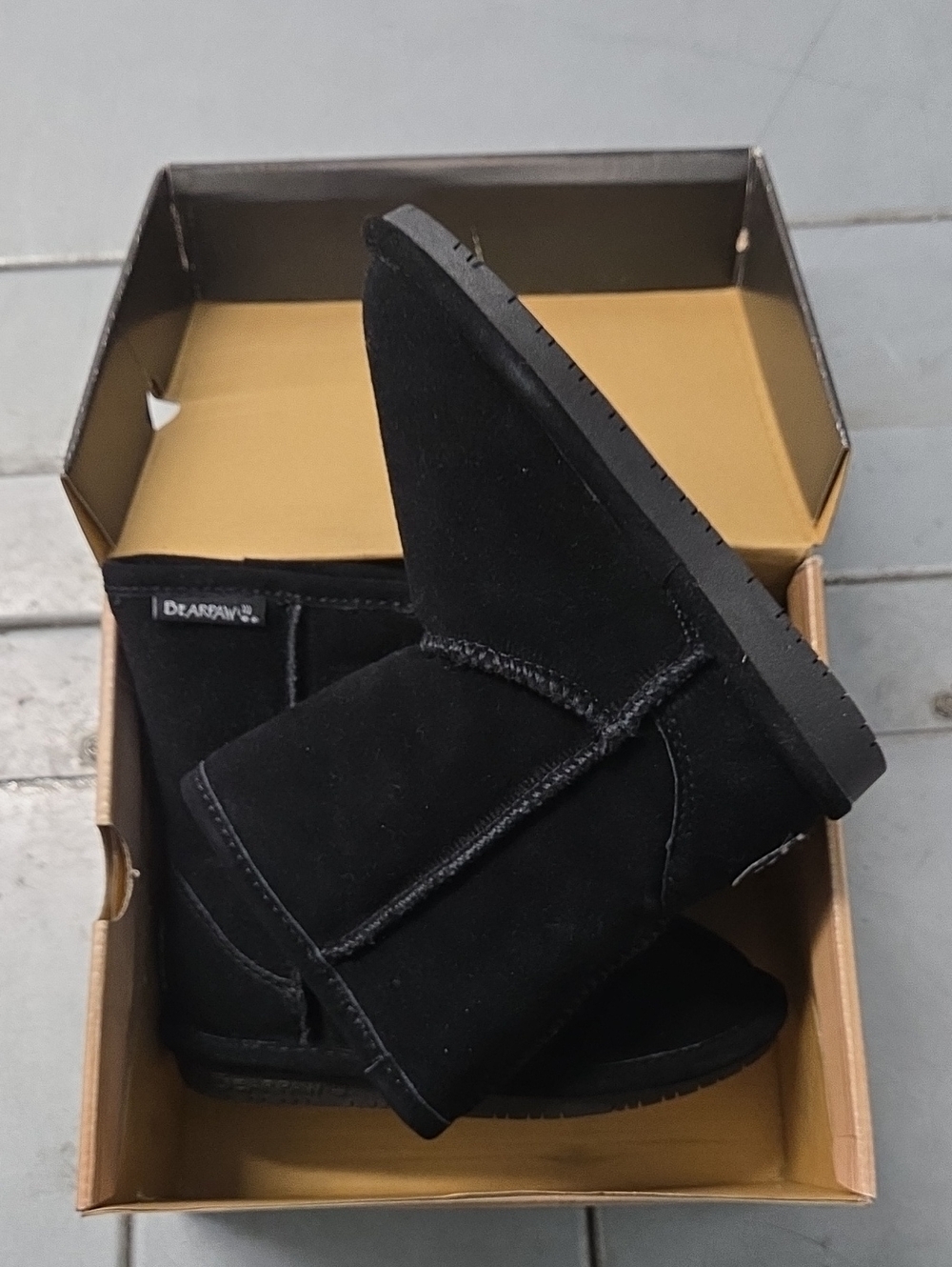 BearPaw Kids Black Short Suede Boots